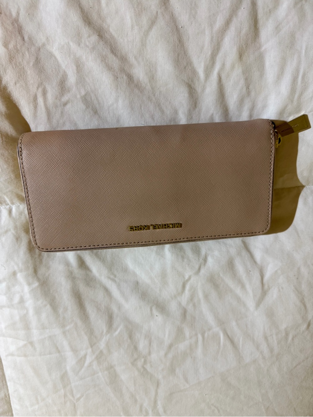 Michael Kors Nude Blush Saffiano Zip Around Wallet